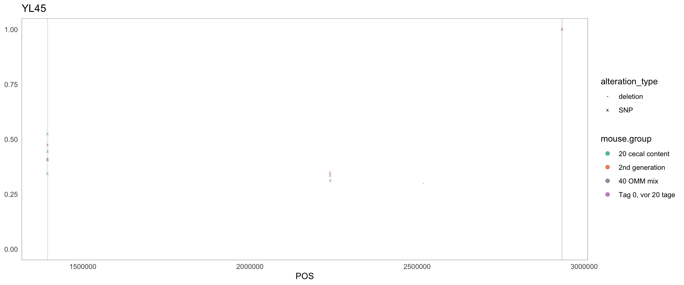 Position of variants. vertical lines show positions with functional annotation, if no annotation is shown, then its either hypothetical or outside ORF